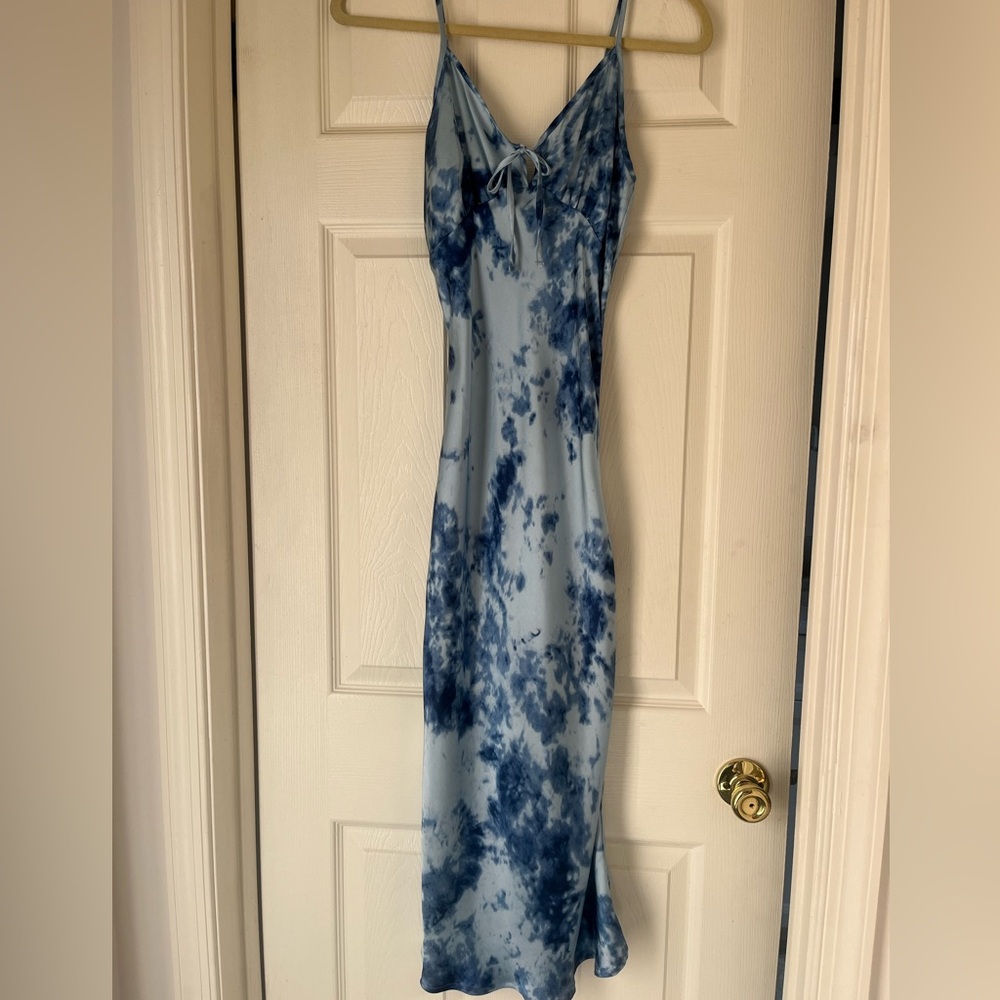 AE x Blue Dye Satin Slip Dress XS